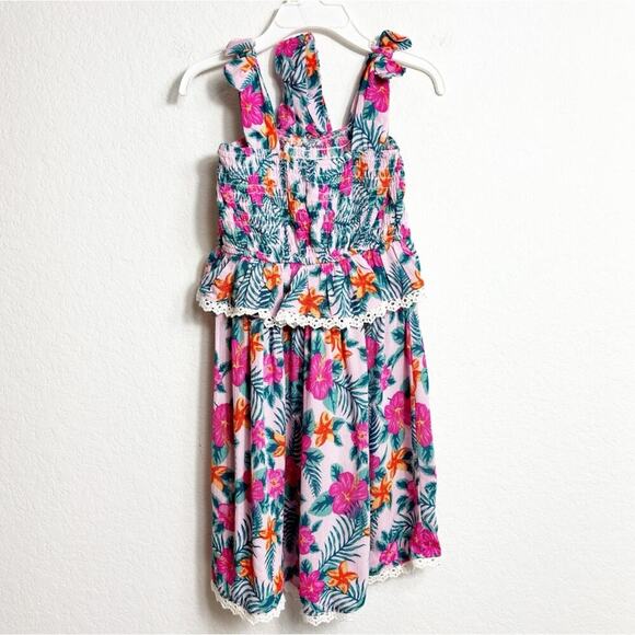 JESSICA SIMPSON HAWAIIAN FLORAL MULTICOLOR FLORAL GIRLS DRESS SIZE 4T BRAND NEW - Picture 3 of 4